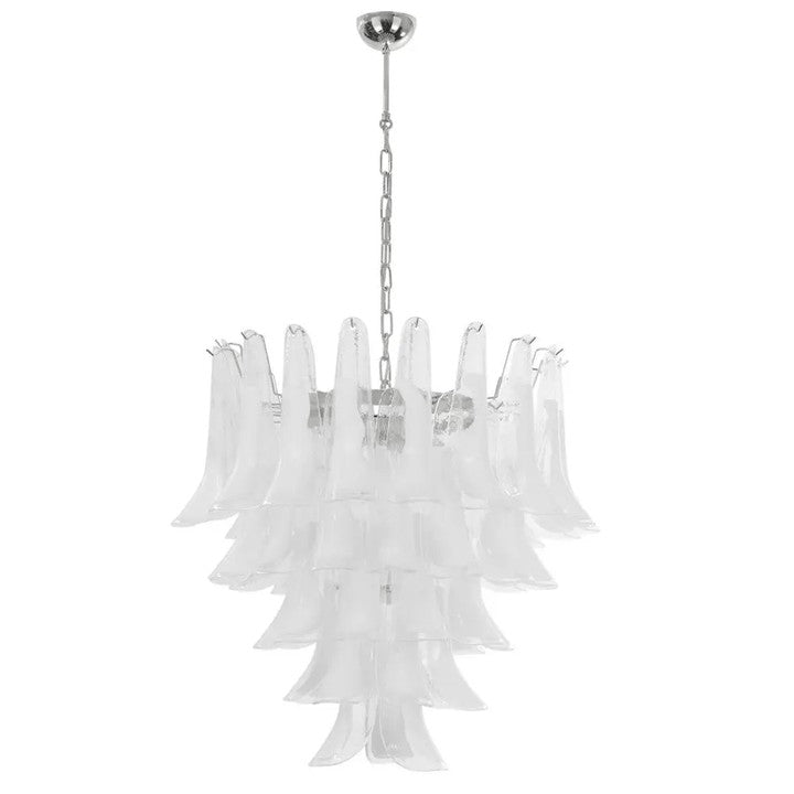 Tiered Handblown Murano Glass Chandelier – Mid-Century Inspired Ceiling Light