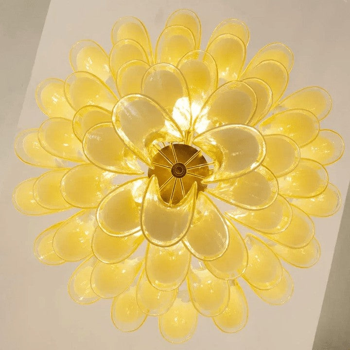 Tiered Handblown Murano Glass Chandelier – Mid-Century Inspired Ceiling Light