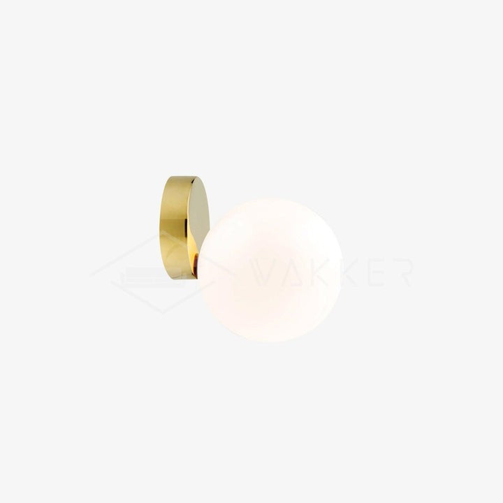 Tip of the Tongue Gold Metal Wall Sconce with White Glass Shade