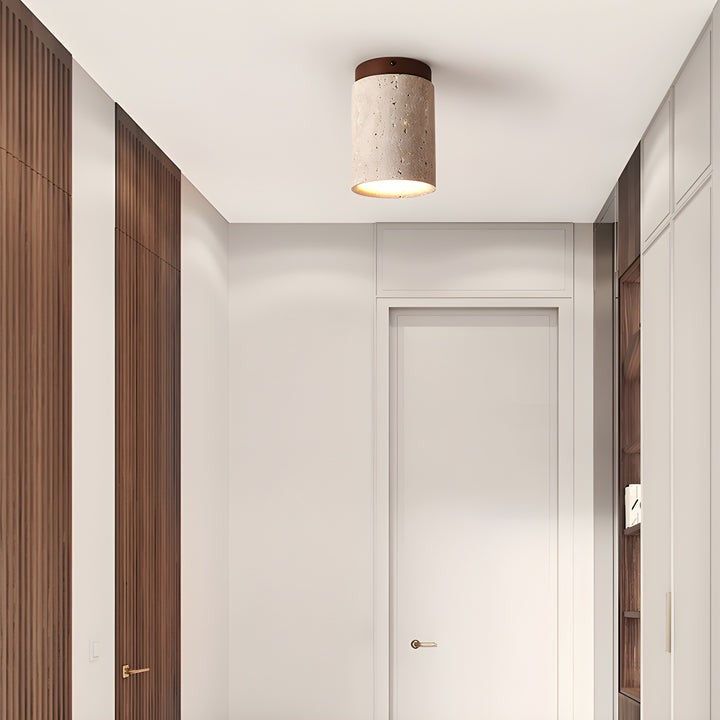 Travertine Cylinder Ceiling Light Fixture