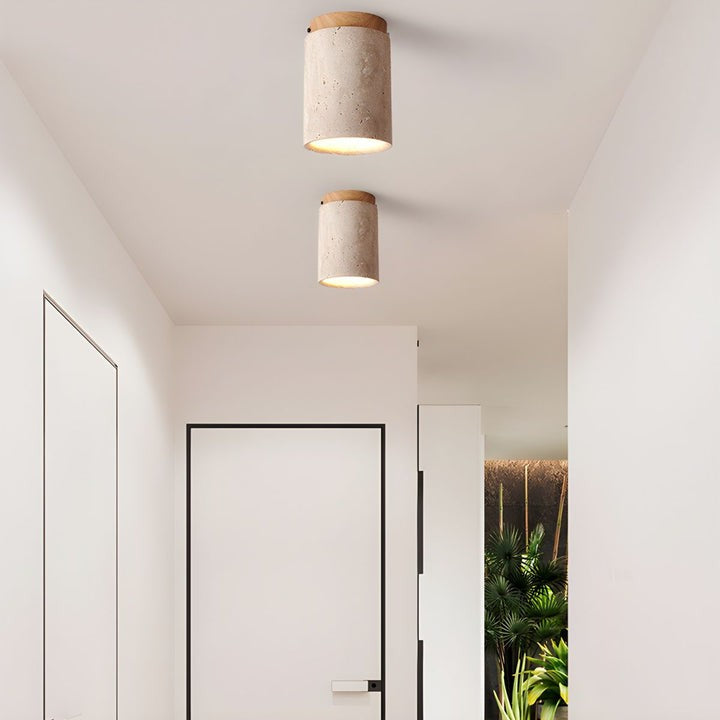 Travertine Cylinder Ceiling Light Fixture
