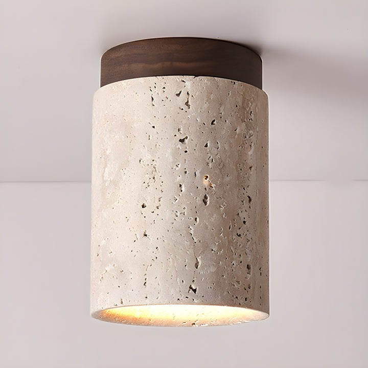 Travertine Cylinder Ceiling Light Fixture