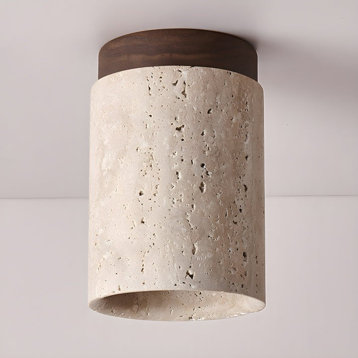 Travertine Cylinder Ceiling Light Fixture