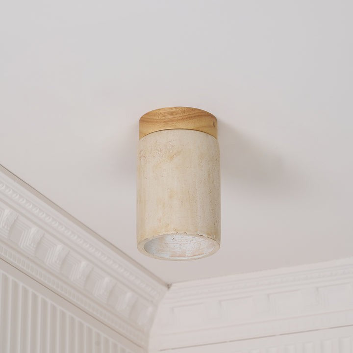 Travertine Cylinder Ceiling Light Fixture