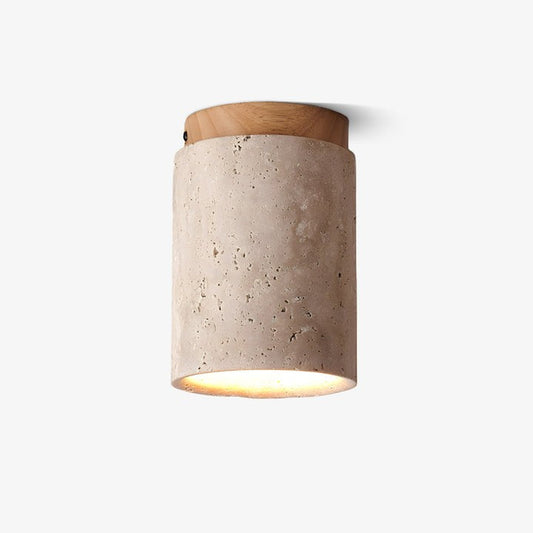 Travertine Cylinder Ceiling Light Fixture