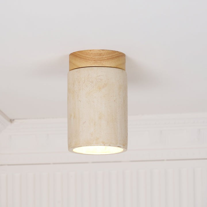 Travertine Cylinder Ceiling Light Fixture