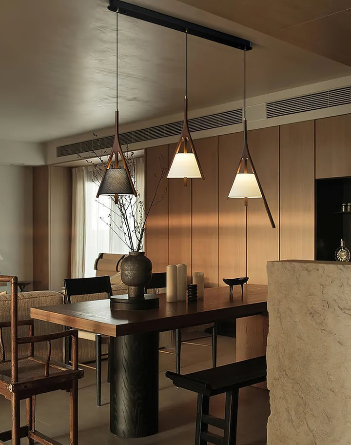 Triangular Wooden Pendant Ceiling Light