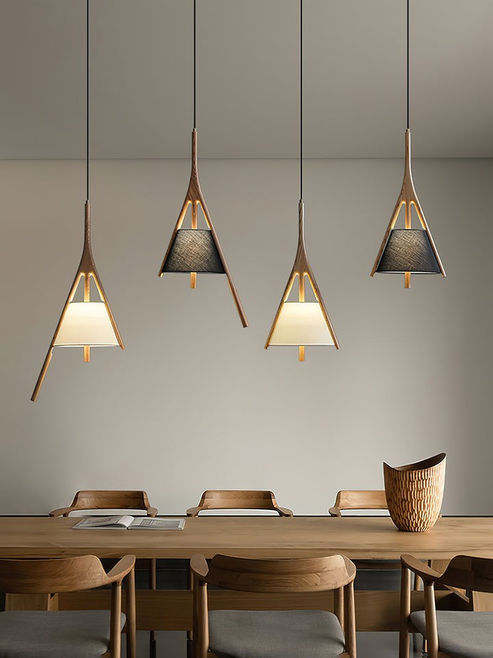 Triangular Wooden Pendant Ceiling Light