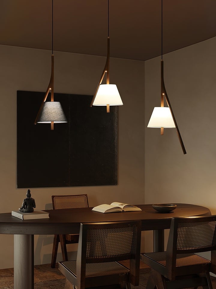 Triangular Wooden Pendant Ceiling Light
