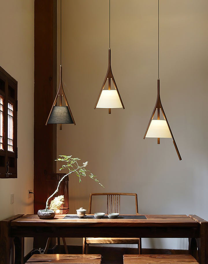 Triangular Wooden Pendant Ceiling Light
