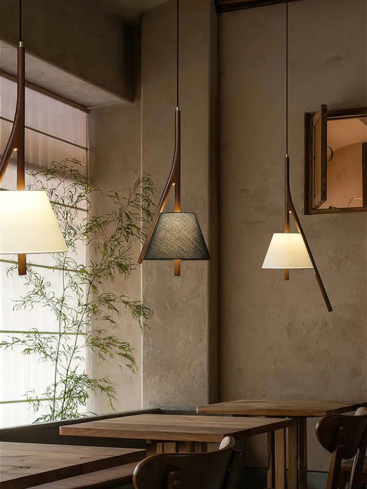 Triangular Wooden Pendant Ceiling Light