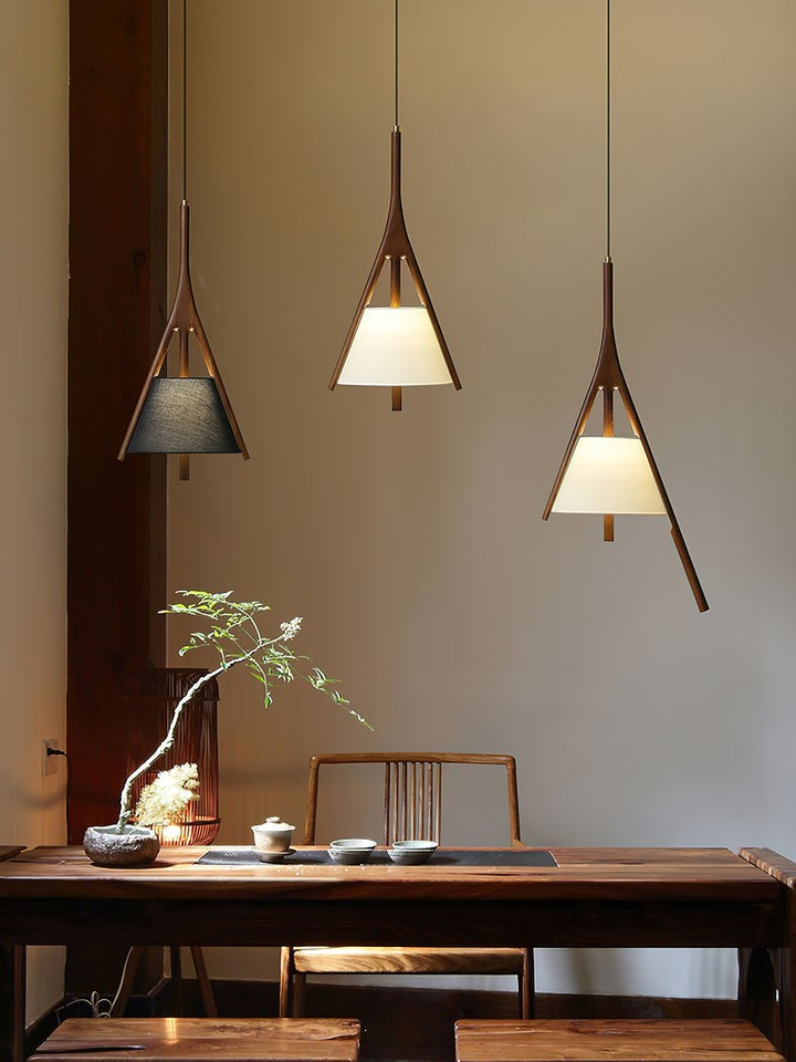 Triangular Wooden Pendant Ceiling Light