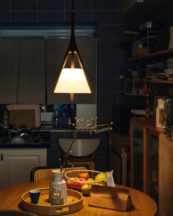 Triangular Wooden Pendant Ceiling Light