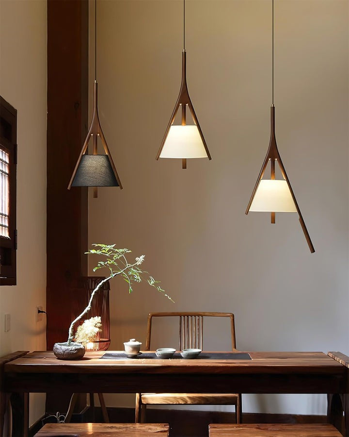 Triangular Wooden Pendant Ceiling Light
