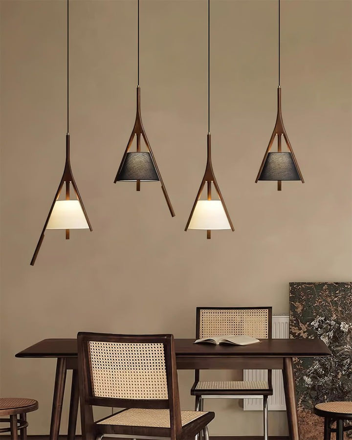 Triangular Wooden Pendant Ceiling Light