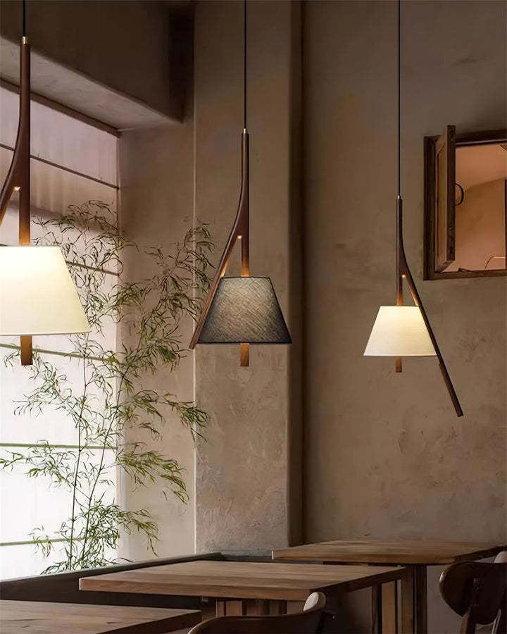 Triangular Wooden Pendant Ceiling Light