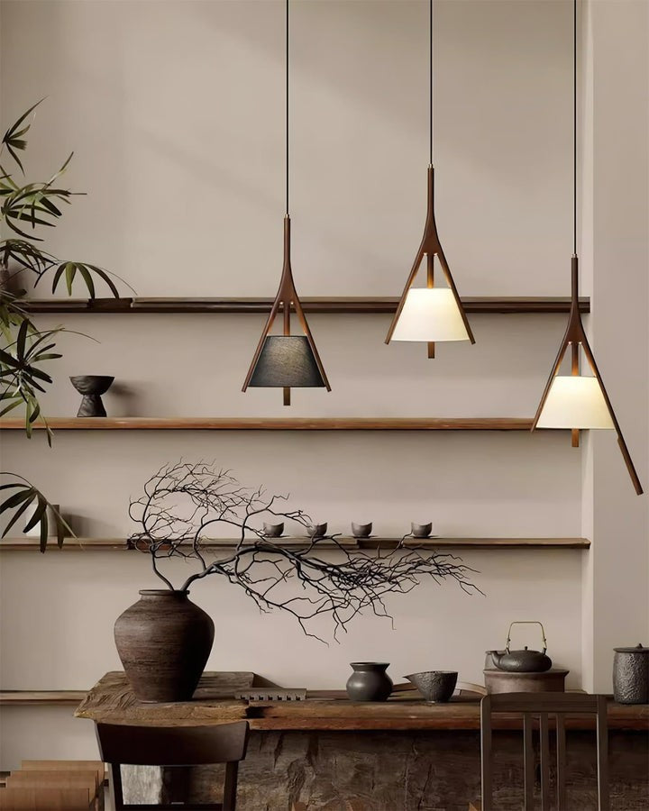 Triangular Wooden Pendant Ceiling Light