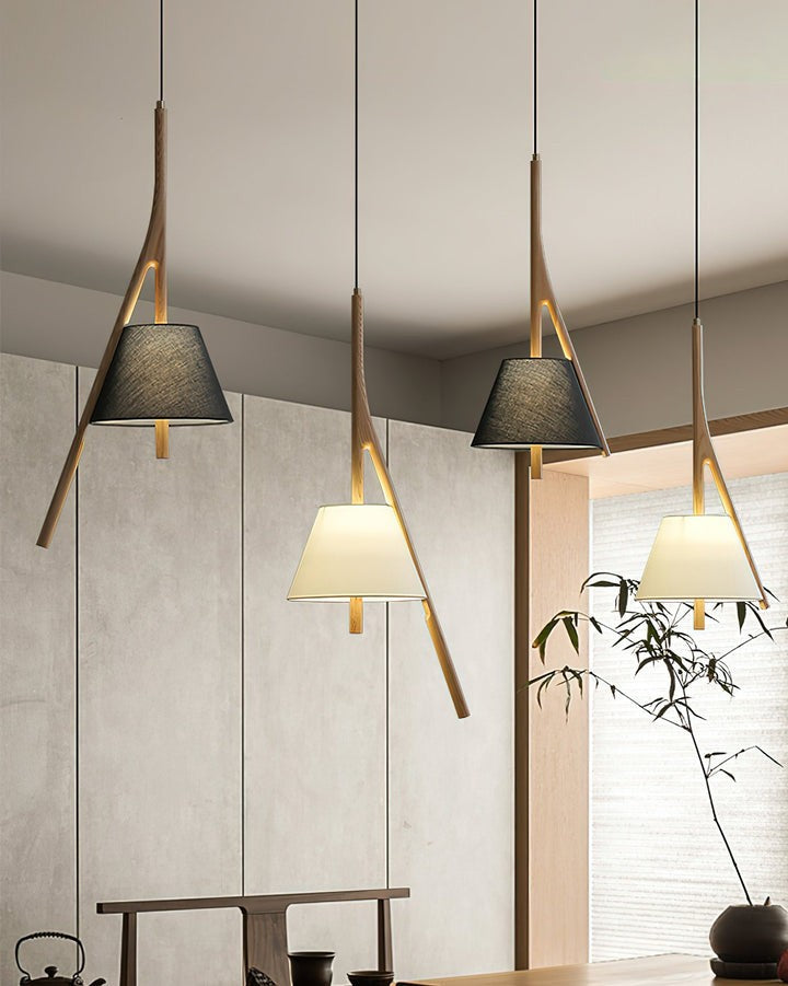 Triangular Wooden Pendant Ceiling Light