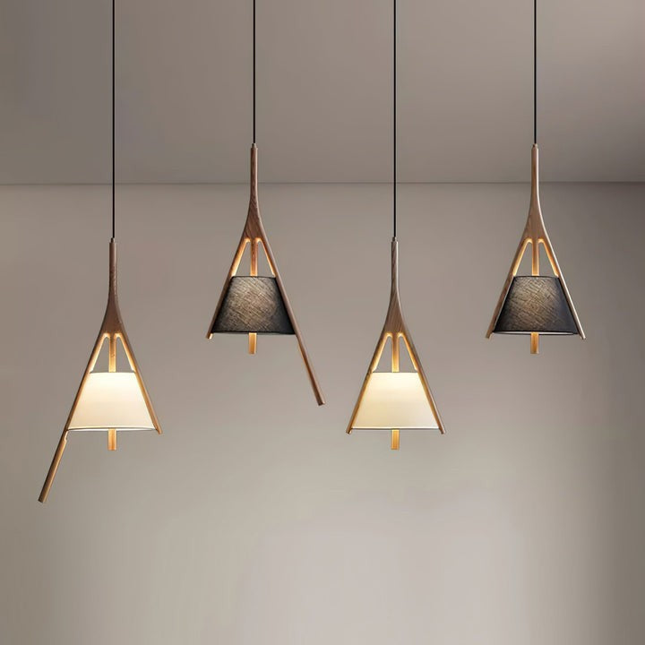 Triangular Wooden Pendant Ceiling Light