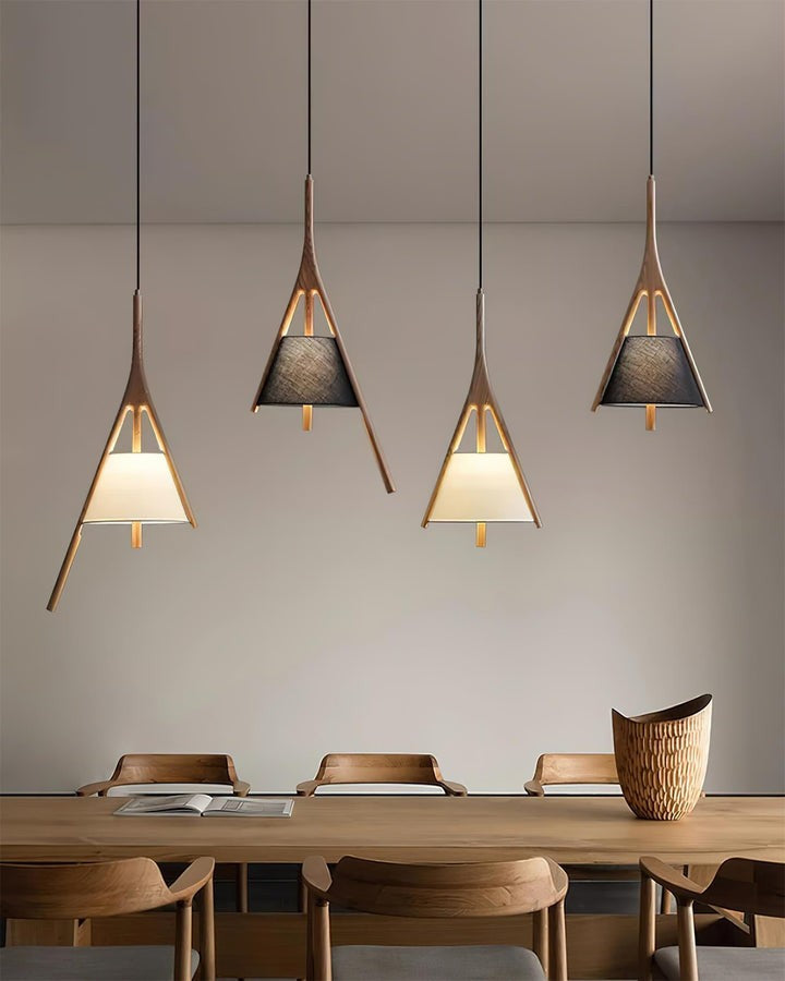 Triangular Wooden Pendant Ceiling Light