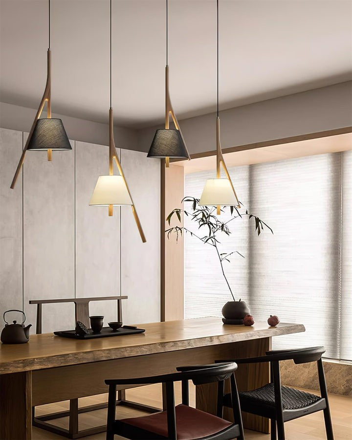 Triangular Wooden Pendant Ceiling Light