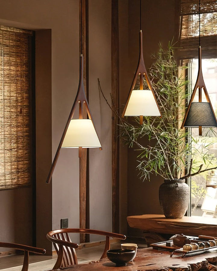 Triangular Wooden Pendant Ceiling Light