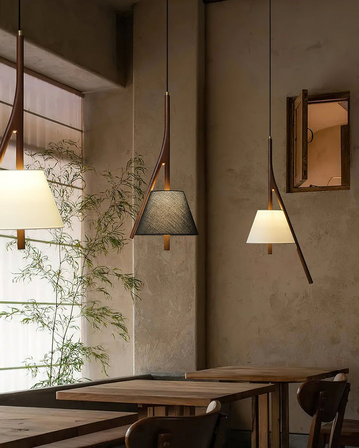 Triangular Wooden Pendant Ceiling Light
