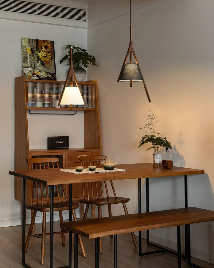 Triangular Wooden Pendant Ceiling Light