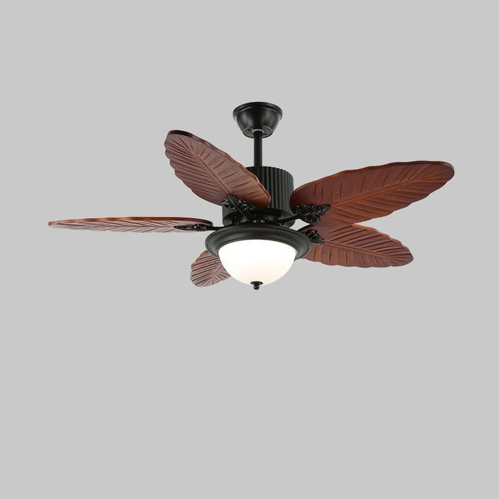 Tropical Banana Leaf Wood Ceiling Fan with LED Light