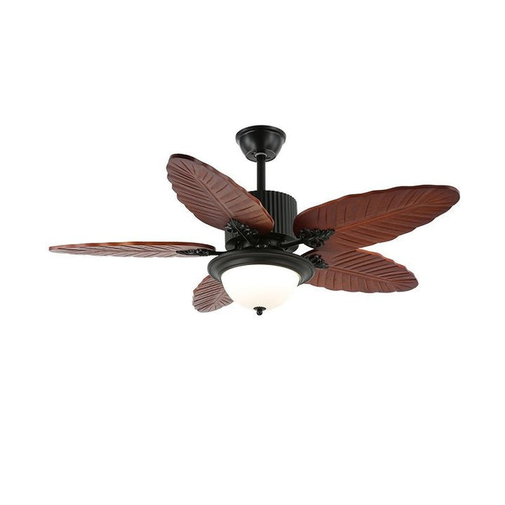 Tropical Banana Leaf Wood Ceiling Fan with LED Light