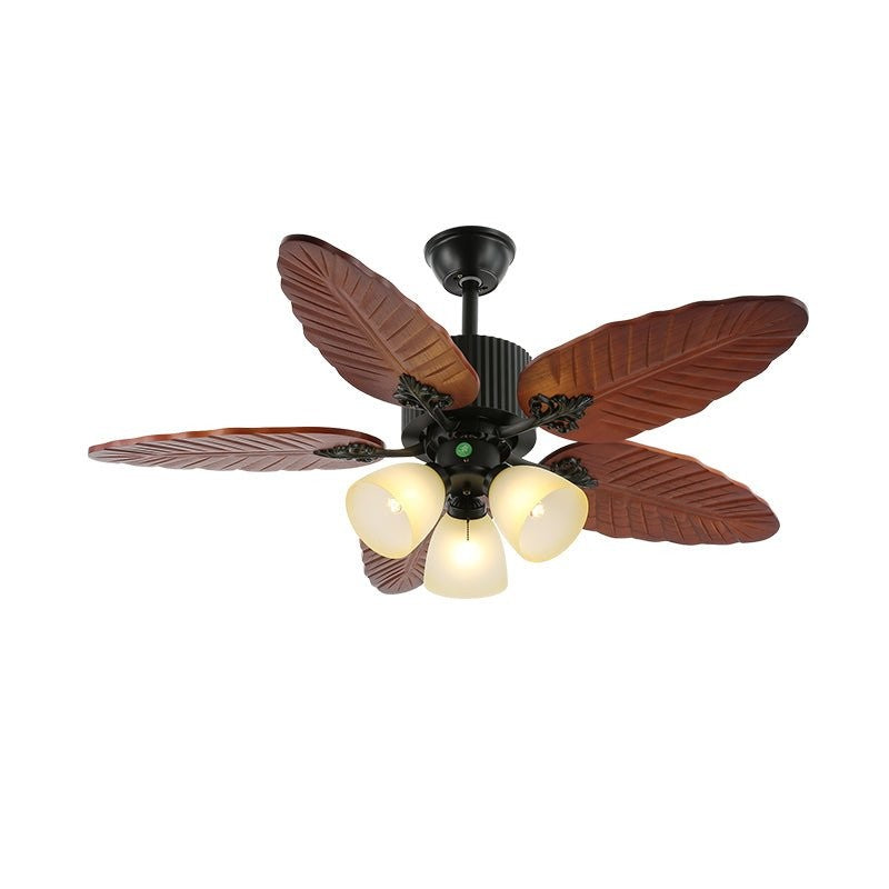 Tropical Banana Leaf Wood Ceiling Fan with LED Light