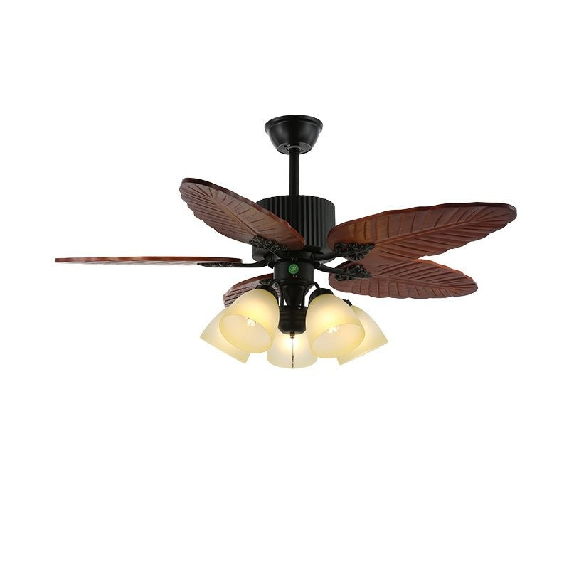 Tropical Banana Leaf Wood Ceiling Fan with LED Light