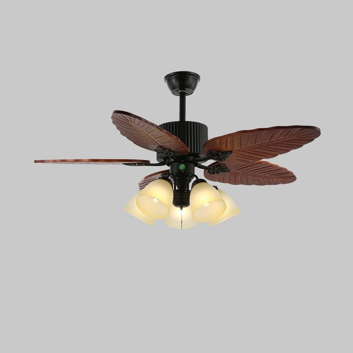Tropical Banana Leaf Wood Ceiling Fan with LED Light