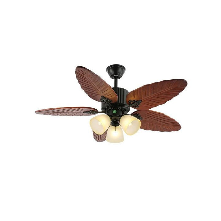 Tropical Banana Leaf Wood Ceiling Fan with LED Light