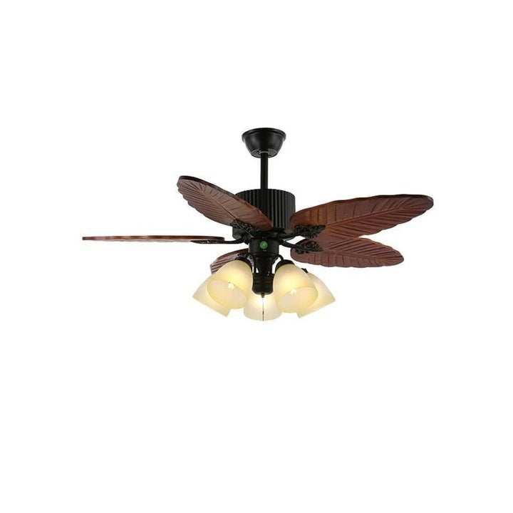 Tropical Banana Leaf Wood Ceiling Fan with LED Light