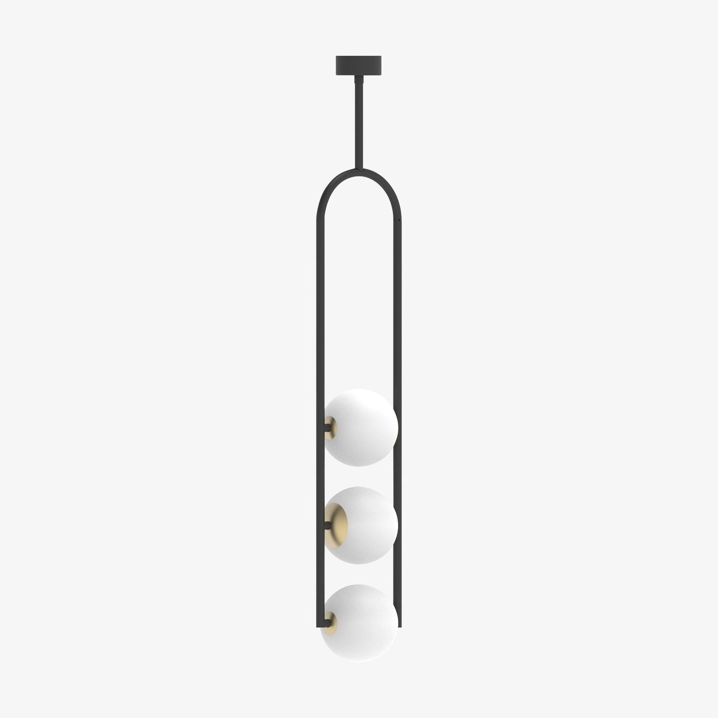 U-Shape Iron Pendant Light with Frosted Glass Globes