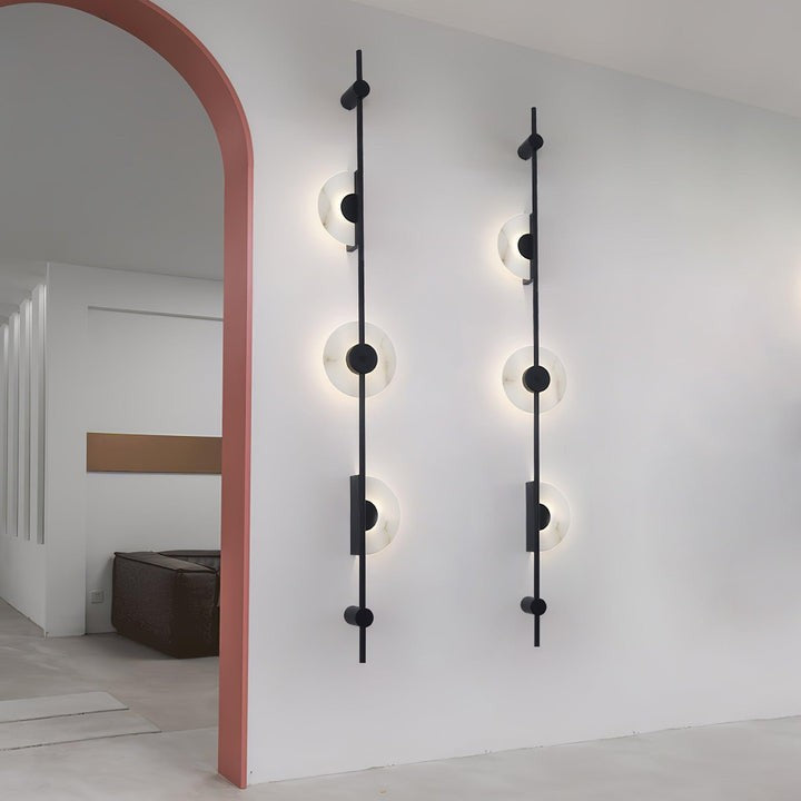 Vertical LED Wall Sconce with Alabaster Discs