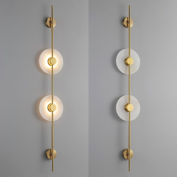 Vertical LED Wall Sconce with Alabaster Discs