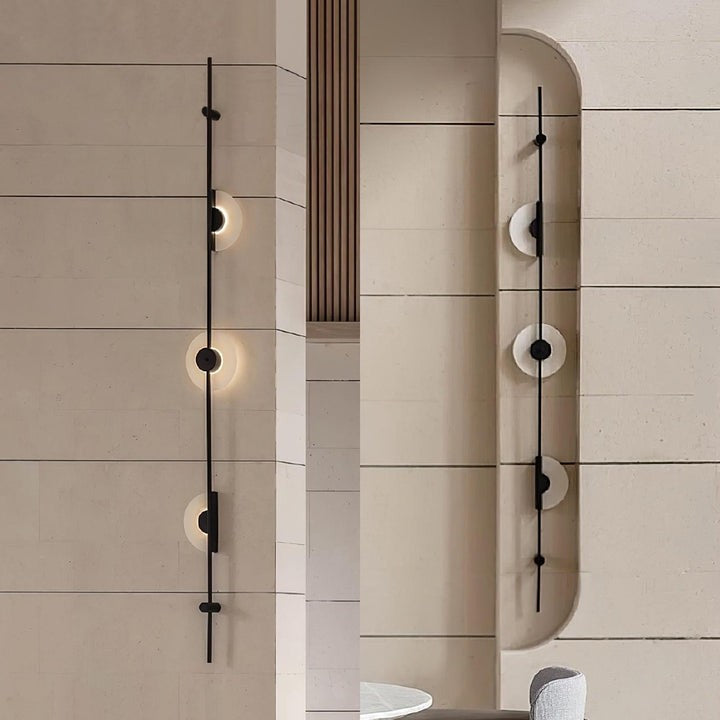 Vertical LED Wall Sconce with Alabaster Discs
