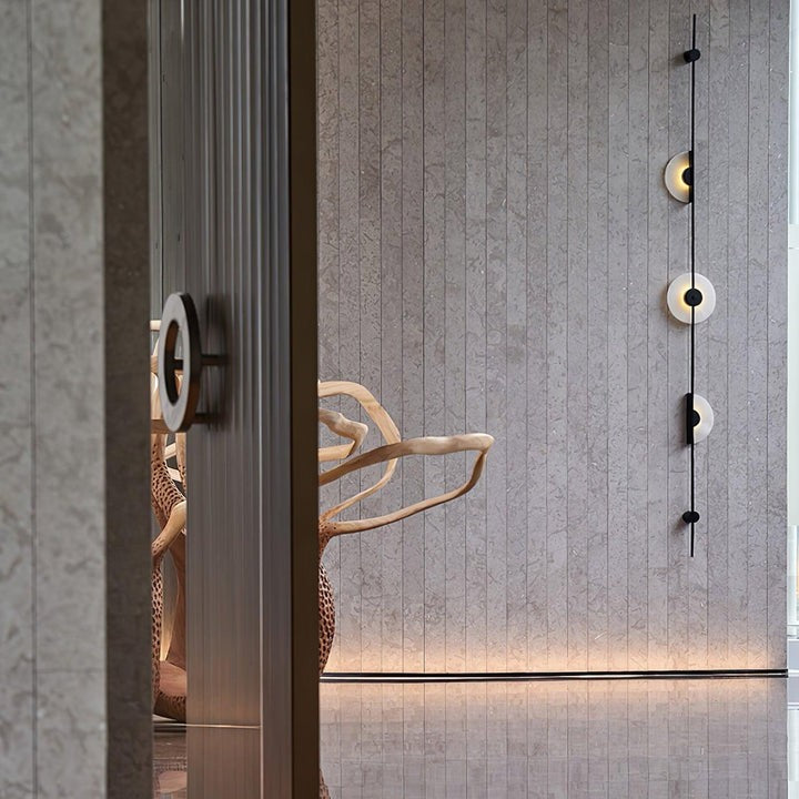 Vertical LED Wall Sconce with Alabaster Discs