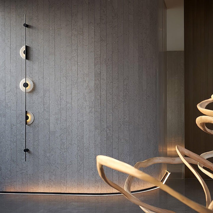 Vertical LED Wall Sconce with Alabaster Discs
