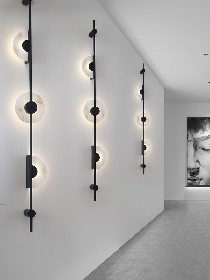Vertical LED Wall Sconce with Alabaster Discs