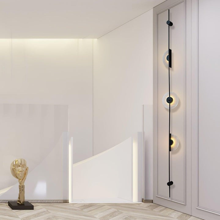 Vertical LED Wall Sconce with Alabaster Discs