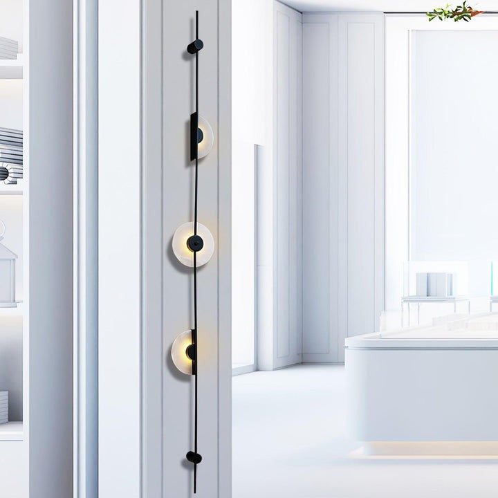 Vertical LED Wall Sconce with Alabaster Discs