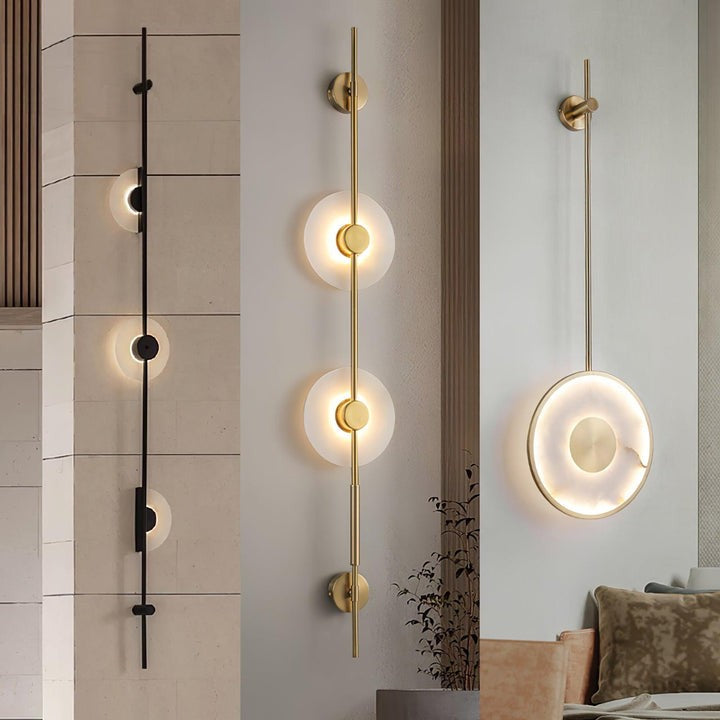 Vertical LED Wall Sconce with Alabaster Discs