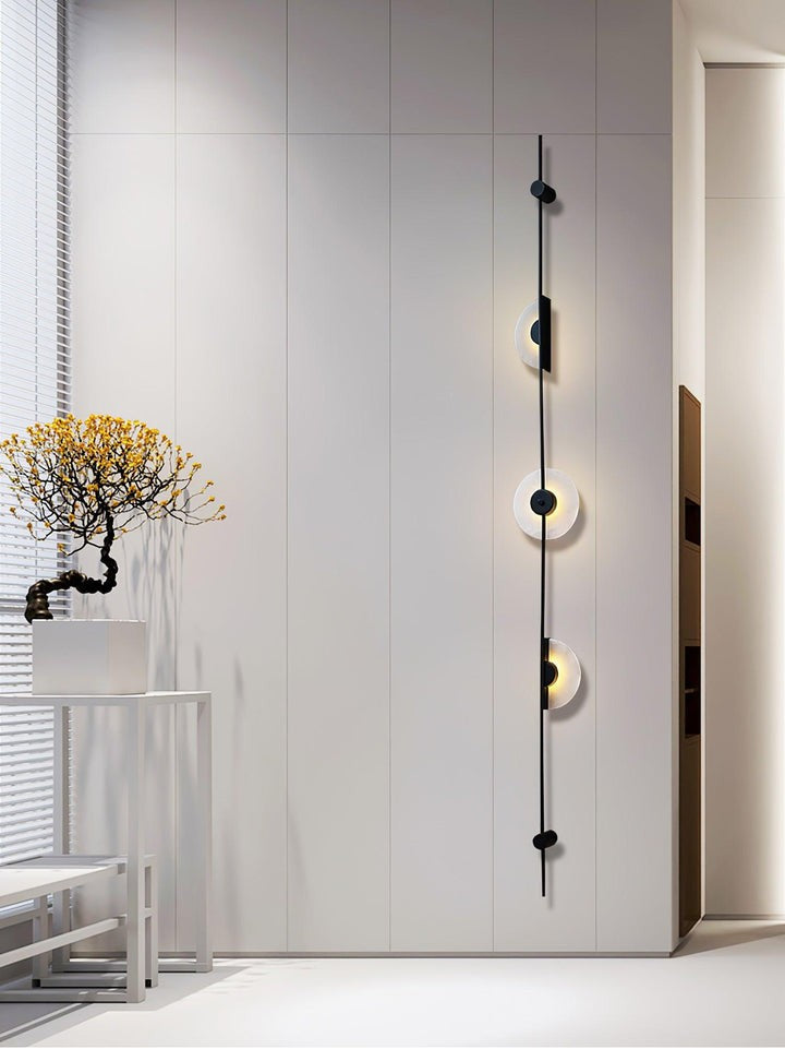 Vertical LED Wall Sconce with Alabaster Discs