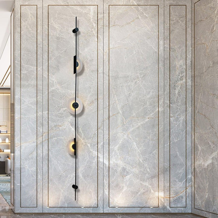 Vertical LED Wall Sconce with Alabaster Discs