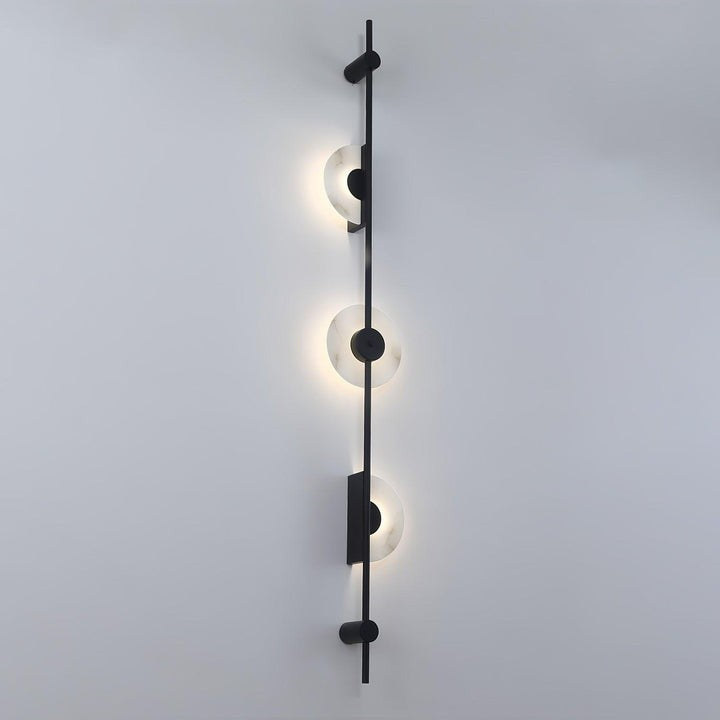 Vertical LED Wall Sconce with Alabaster Discs