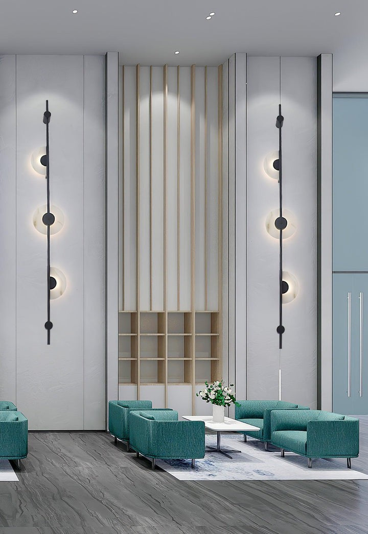 Vertical LED Wall Sconce with Alabaster Discs