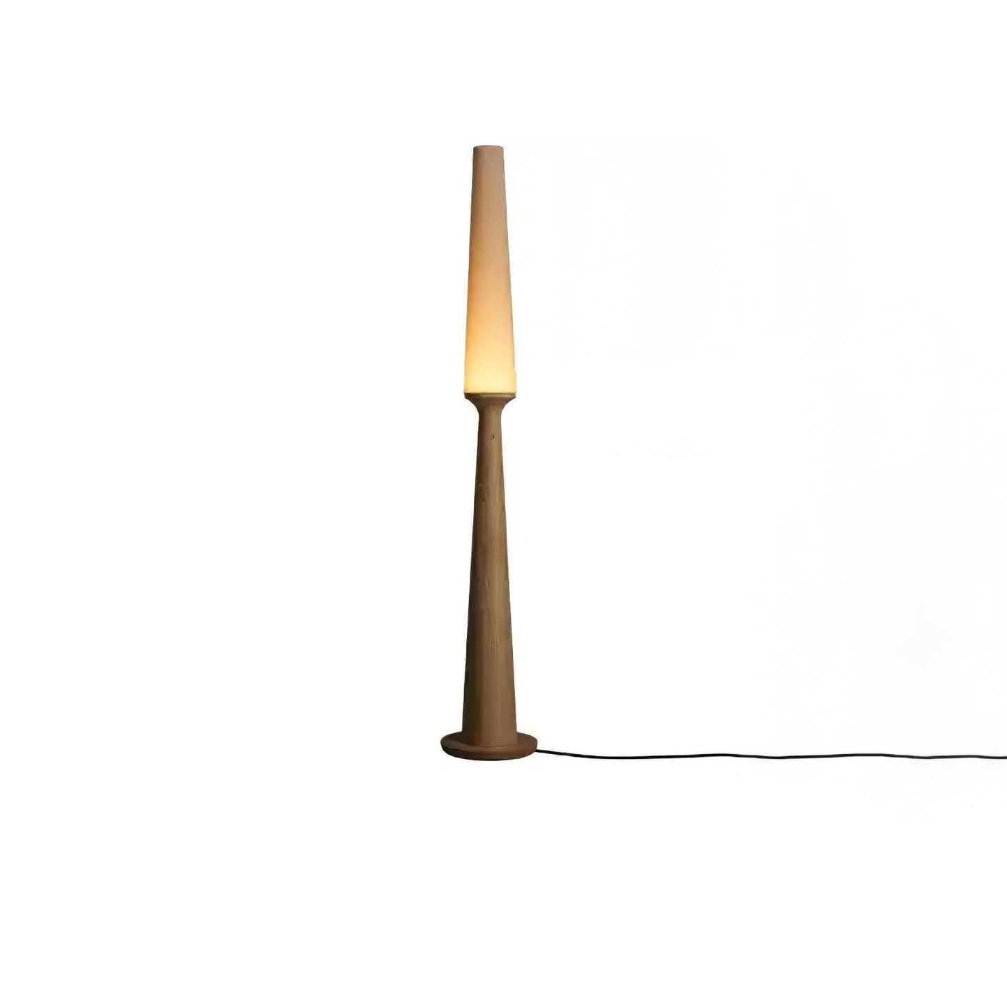 Vertical Wood Base Floor Lamp with Textured Shade